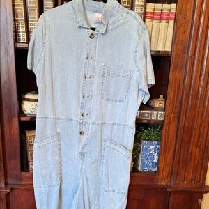 No Boundaries Light Blue Denim Short Sleeve Romper